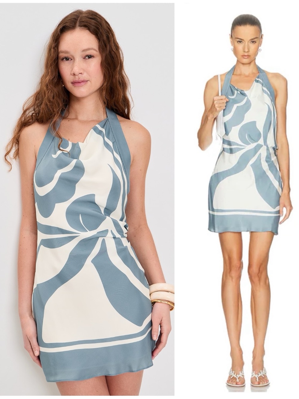 NWT SIR. Lilou Halter Mini 100% Silk Dress Size Women’s 2 (US 6) in Blue White